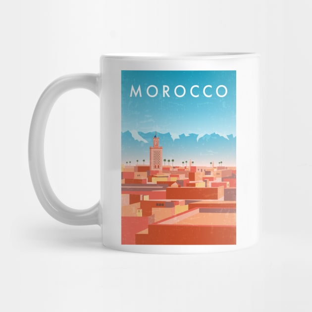 Morocco, Marrakech - Retro travel minimalistic poster by GreekTavern